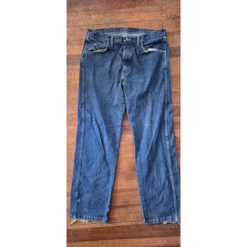 Rustler Men's Blue Jeans 36x30‎ Straight Leg Work Denim Distressed